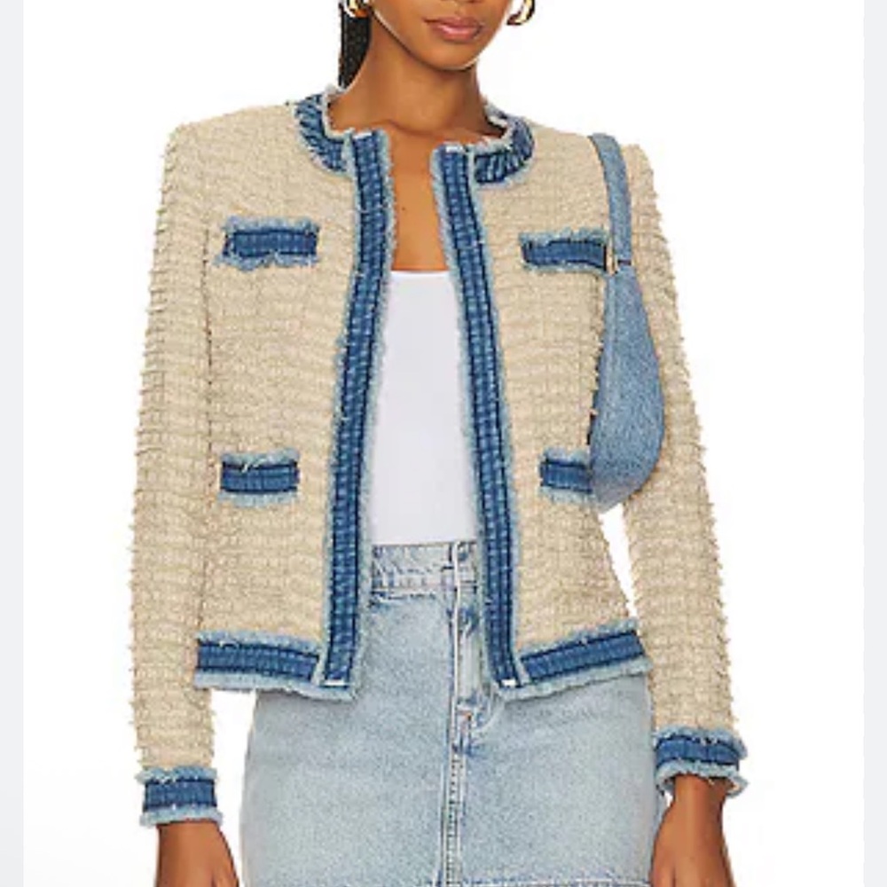 L'Agence Agnes Tweed Denim Jacket